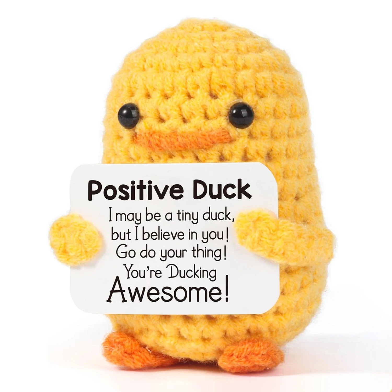 1 Piece of Positive Crochet Animal Duck Doll Gift, Handmade Crochet Creative Holiday Birthday Plush Toy Gift, Emotional Encouragement and Support Decorative Ornament Doll, Valentine's Day, Birthday Gift for Friends, Couples, Classmates, Classroom Reward Small Gift, Christmas Stocking Stuffer Gift
