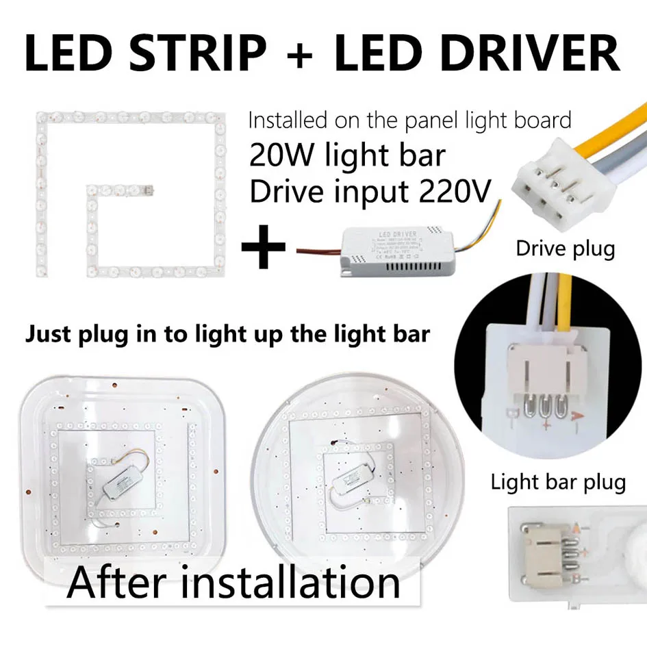 20 W LED-Panel-Leuchten, SMD-Modul, energiesparend, AC220 V, quadratische Deckenlampenplatine, ersetzt Lichtquelle, bequeme Installation – Detail 3