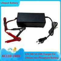 12V 24V 5A 10A Smart Lifepo4 Charger 14.6V 29.2V 4S 8S High Power LiFePO4 Charger AC110-240V Lithium iron Phosphate Battery Pack