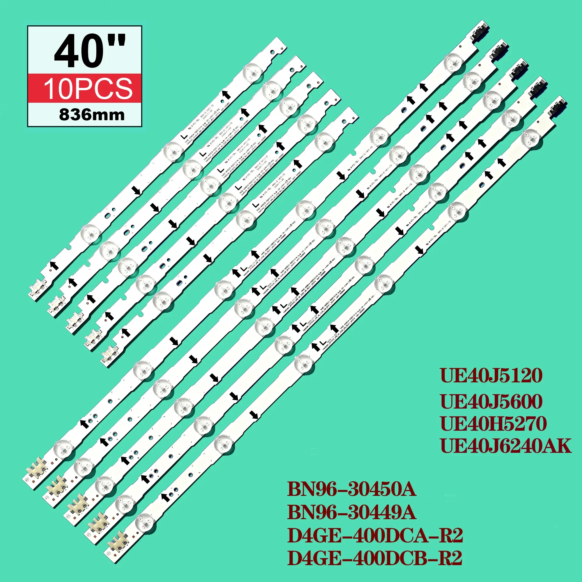 10PCS LED Backlight strip For UE40H5570 UE40H5505 UE40H5500 UN40H5500 D4GE-400DCA-R1 D4GE-400DCB-R1 D4GE-400DCA-R2 R2 2014SVS40