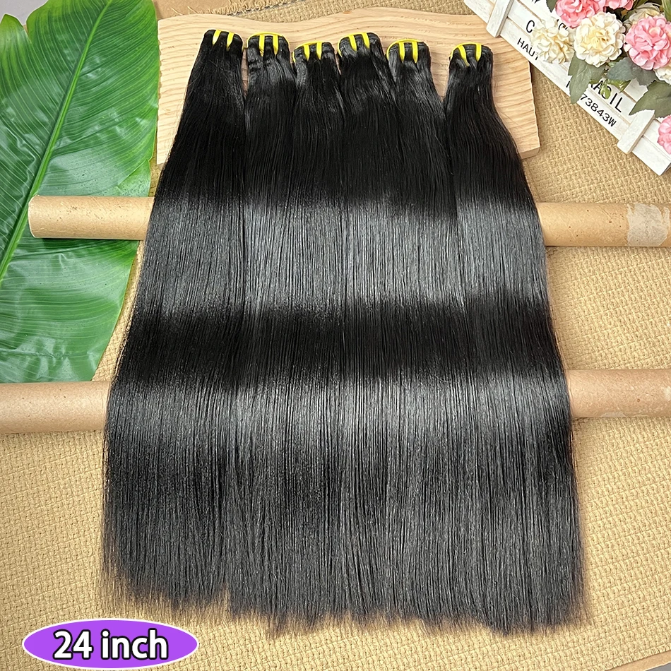 Yaki Straight Human Hair Double Drawn Bundles #1B Natural Black Color Vietnamese 100% Raw Virgin Hair Weave Extensions 1 2 3 4pc