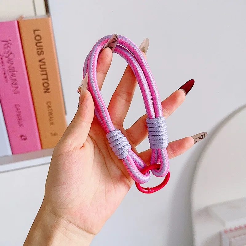 Ins Koreaanse Stijl Kleur Geweven Mobiele Telefoon Lanyard, Pols Sleutelhanger Korte Hangende Ketting Stevig En Gemakkelijk Te Dragen