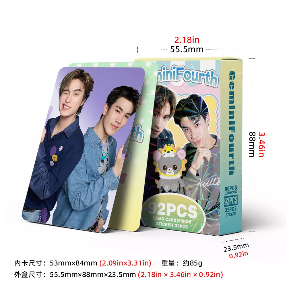 92Pcs Thai Star Laser Photocards Collection Lomo Cards Holographic Flash Cards Fans Gifts Handmade Journal Decoration Postcard