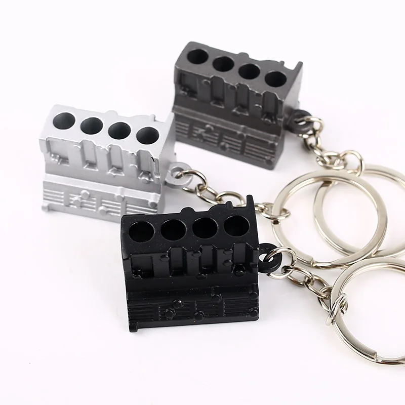 3D Shaped Metal 4 6 Four Six Racing Cylinder Engine Body Keychain Keyring Key Chain Ring Keyfob Pendent Car Auto