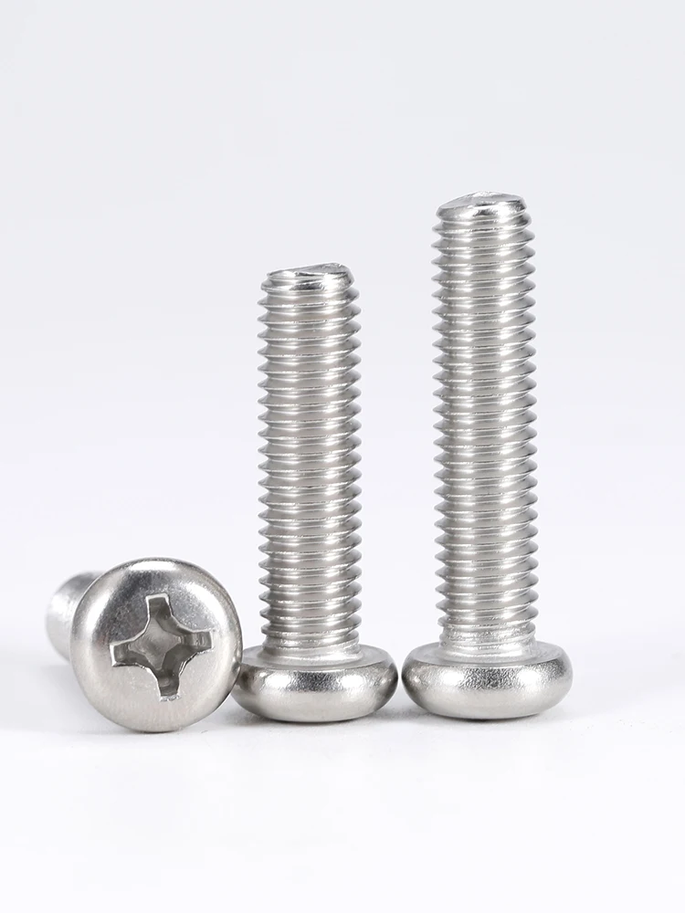 5~50pcs 304 Stainless Steel M2 M2.5 M3 M3.5 M4 M5 M6 M8 Round Pan Head Phillips Screw DIN7985 Cross Recessed Bolt Length 3-100mm