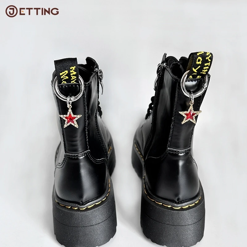 1PCS Zinc Alloy Rhinestone Pentagram Pendant Martin Boots Stars Shoes Buckles Decoration Metal Snap Hook Shoes Accessories image 3