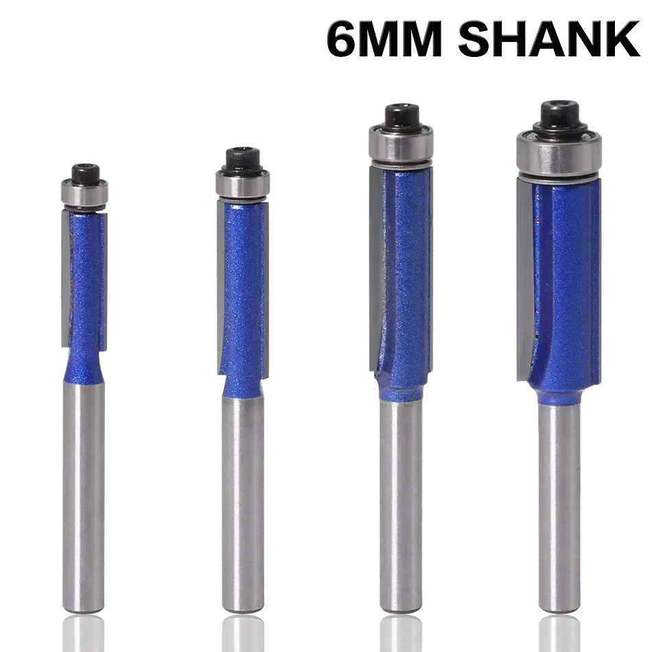 

1 шт., 6 мм, фреза с хвостовиком и шаблоном подшипника, фреза из карбида вольфрама, деревообрабатывающий инструмент