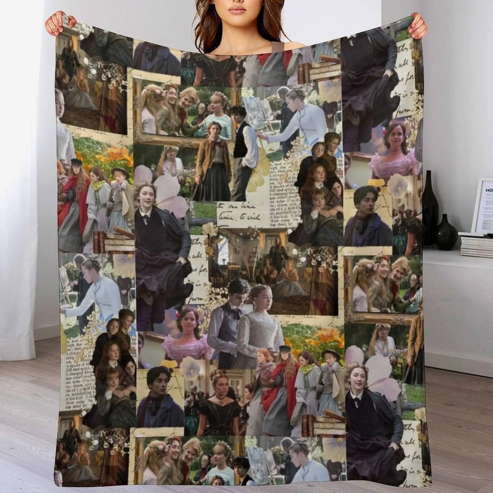 

Little Women Collage Throw Blanket Plaid on the sofa Sofa Luxury Blankets