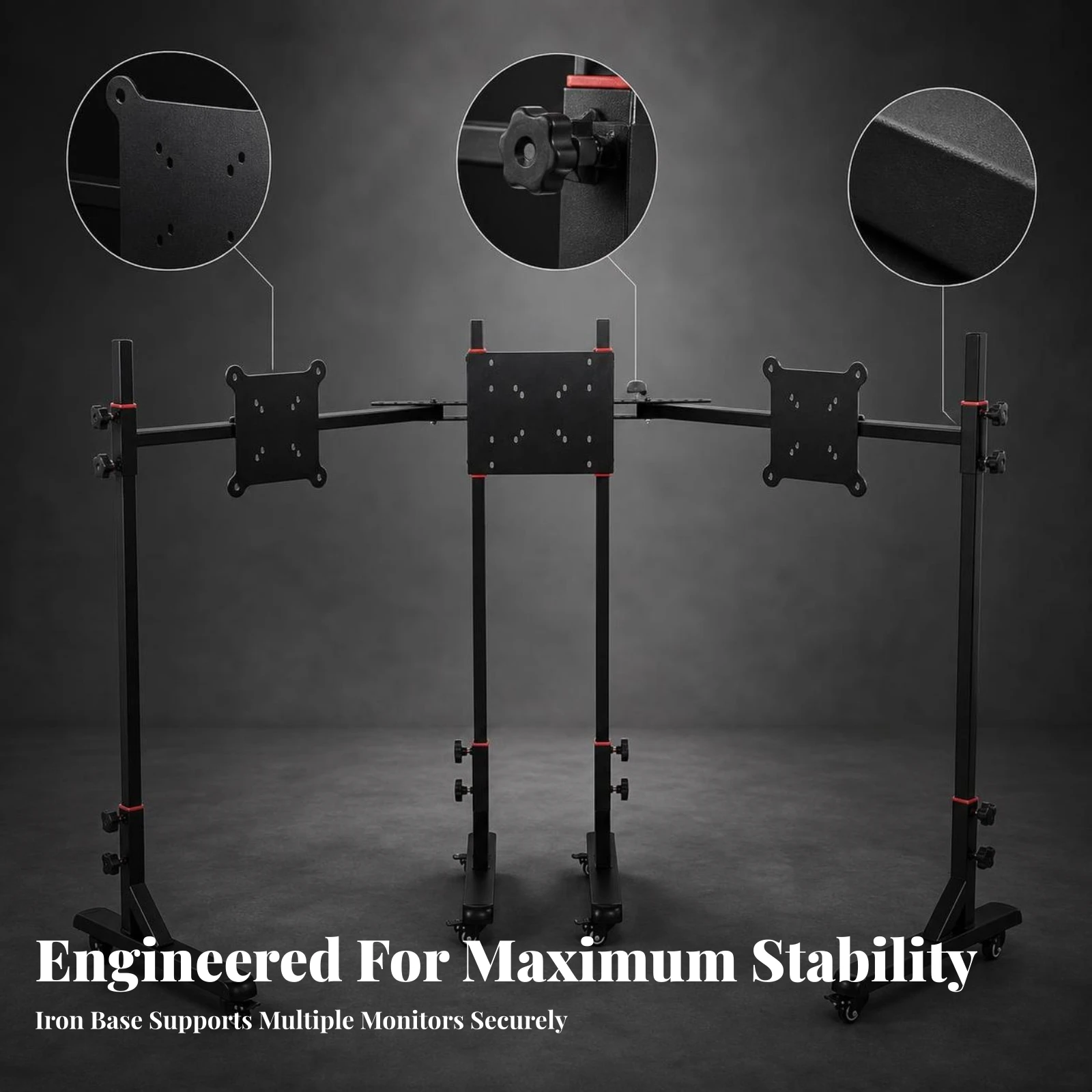 Floor Monitor Stand with Wheels Sturdy Rolling Monitor Stand Rotatable Lockable for Professionals, Offices, Classrooms