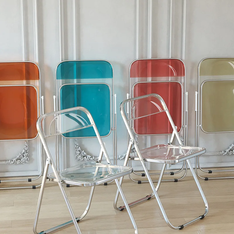 Living Room Chairs Acrylic Transparent Fashion Folding Chairs Coffee Shop Modern Simple Chairs Household Lounge Chairs Furniture