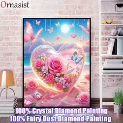 Full Crystal Diamond Painting Landscape Seaside DIY Fairy Dust Drill Cross Stitch Embroidery Mosaic Art Love Heart Handmade Gift