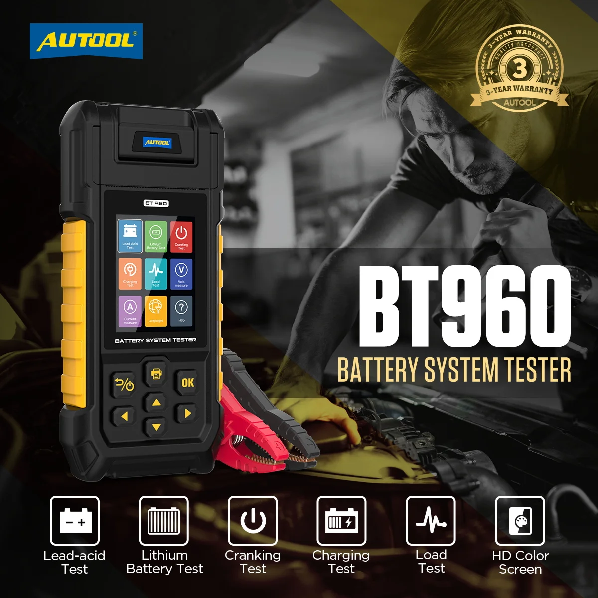 Digital Bt960 12v 24v 48v car Lithium  Battery Internal Resistance Load Capacity Cell Diagnostic Tools Machine With Printer