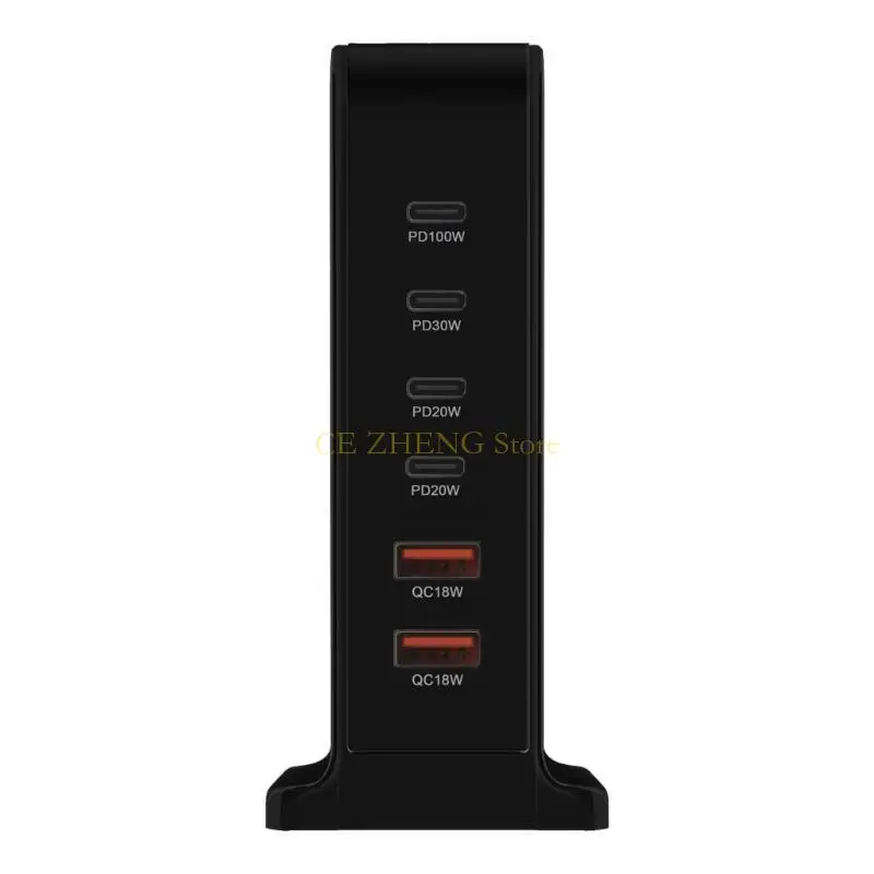 

E56B USB C Block Charging Station 200W 6 Port Fast Charging Brick Hub 2 USB+4 Type C Charging Cube Box Wall