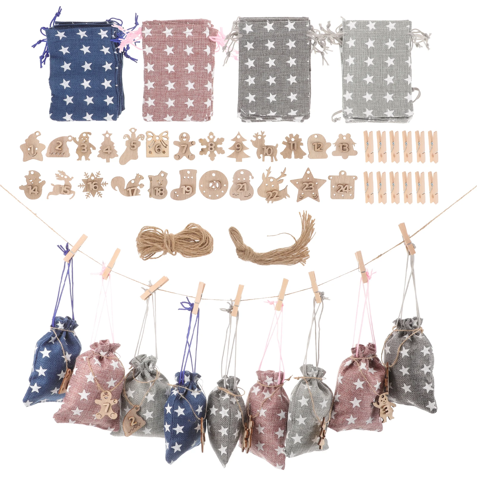 

1 set Christmas Burlap Bags Gift Holder Drawstring Candy Storage Treat Party Favor Bags for Wrapping Presents Snacks