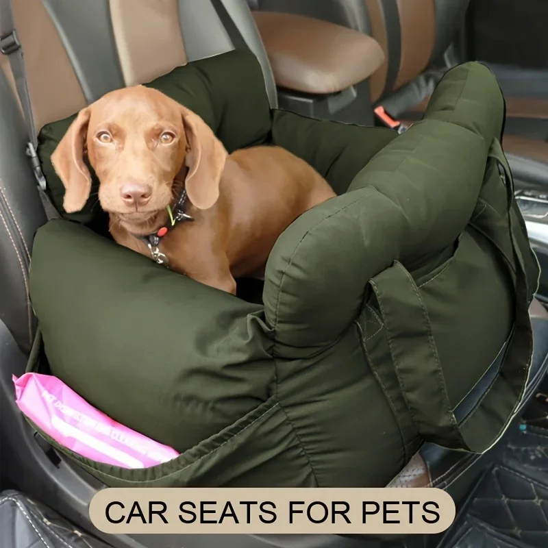 Dog Car Seat with Safety Belt - Non-Slip Pet Cars Bed for Small Dogs, Washable Travel Carrier with Secure Straps for Safe view 2