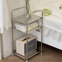 Modern Sofa Side Table Stainless Steel Coffee Table Living Room Corner Tables Multi Functional Storage Rack Kitchen Small Tables