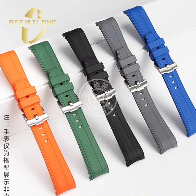 Fluororubber watchstrap For Omega Seamaster 300m Planet Ocean 600m 21mm Arc interface orange green gray black blue men watchband