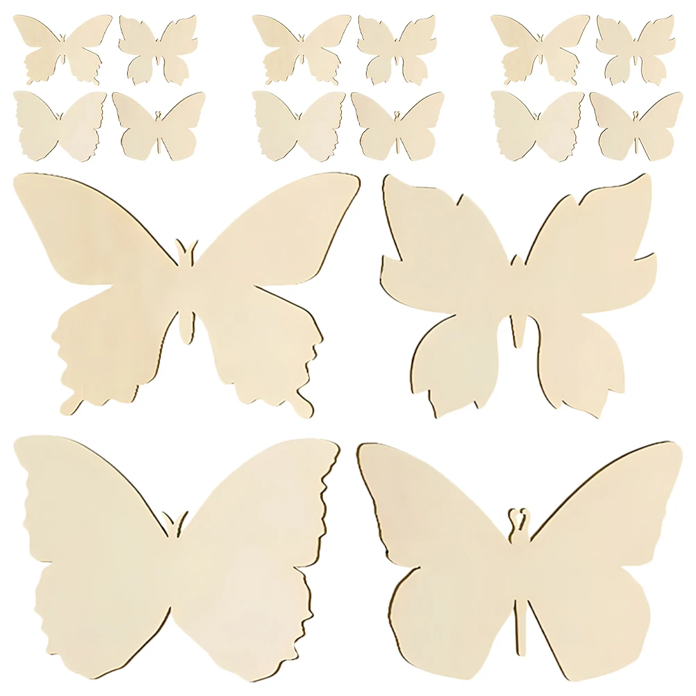 

48 Pcs Top Painted Decorative Wood Pieces Child Crafts Butterflies Wooden Butterfly Prop