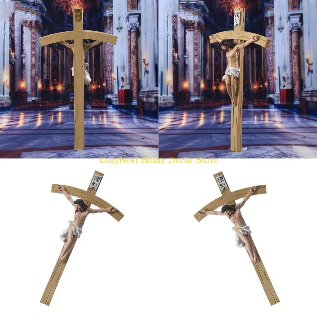 92MF Resin Crosses Wall Crucifix Jesuses Statue Christian Decors Catholic Religious Altar Hanging Ornament Home Decors