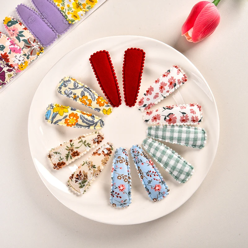 Spring style children\'s hair accessories solid color lace BB clip baby floral plaid side bangs clip set of 10 pieces