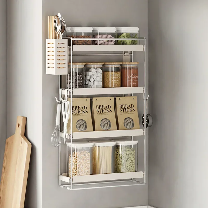 Stainless Steel Spice Rack Multilayer Wall-mounted Storagem Stable Load-bearing Baskets Practical Kitchen Organizer New Arrivals