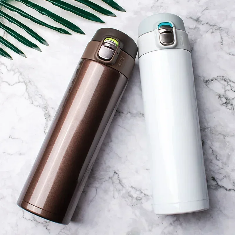 500ML Small Stainless Steel Bouncing Cover Vacuum Flask Thermos Cup Coffee Tea Milk Thermo Bottle Mug Fashion Cups Acceseories