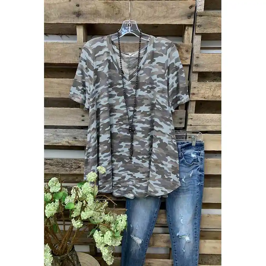 

Women's Printed Short Sleeve Shirt in Four Colors Other Style Regular Fabric Composition Other 100% Printed T-shirt