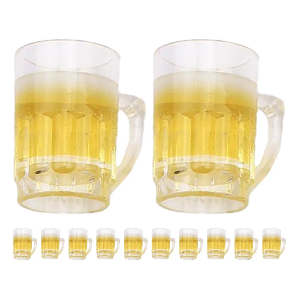 12 pezzi in miniatura tazza di birra tazze in resina realistiche per la decorazione della casa delle bambole accessori per la casa minuscola simulazione delle bevande puntelli per foto casa