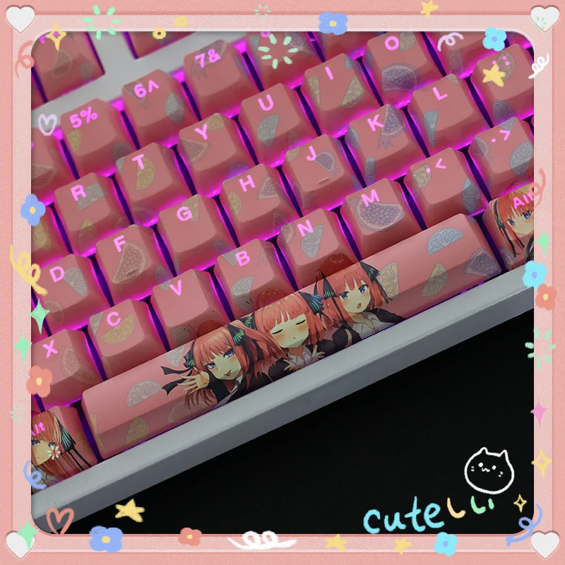 Imagem -03 - Chaves Conjunto a Quintessência Quíntuplos Anime Nakano Ltsuki Keycaps Pbt Sublimação Oem para Teclado Mecânico mx Interruptor 108