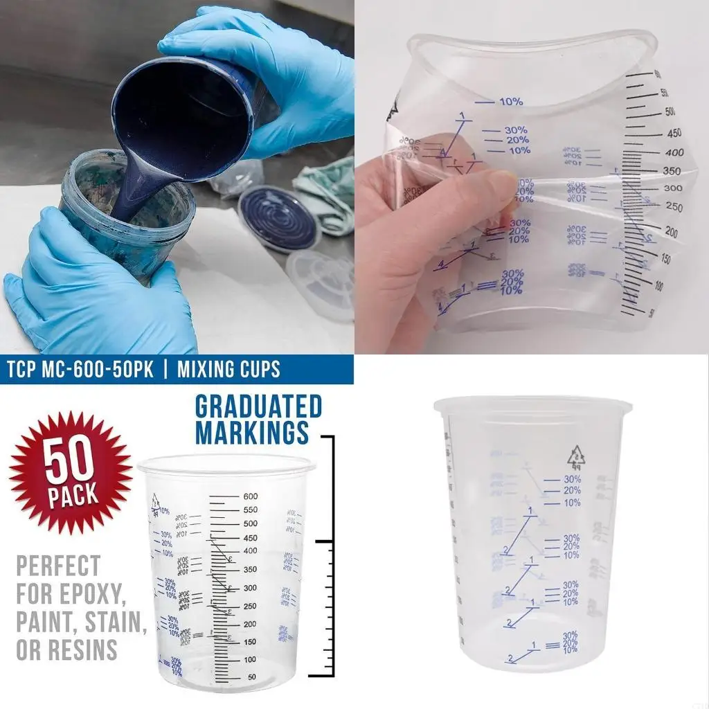 

50шт одноразовые прозрачные градуированные пластиковые стаканчики для смешивания краски УФ-смолы эпоксидной смолы