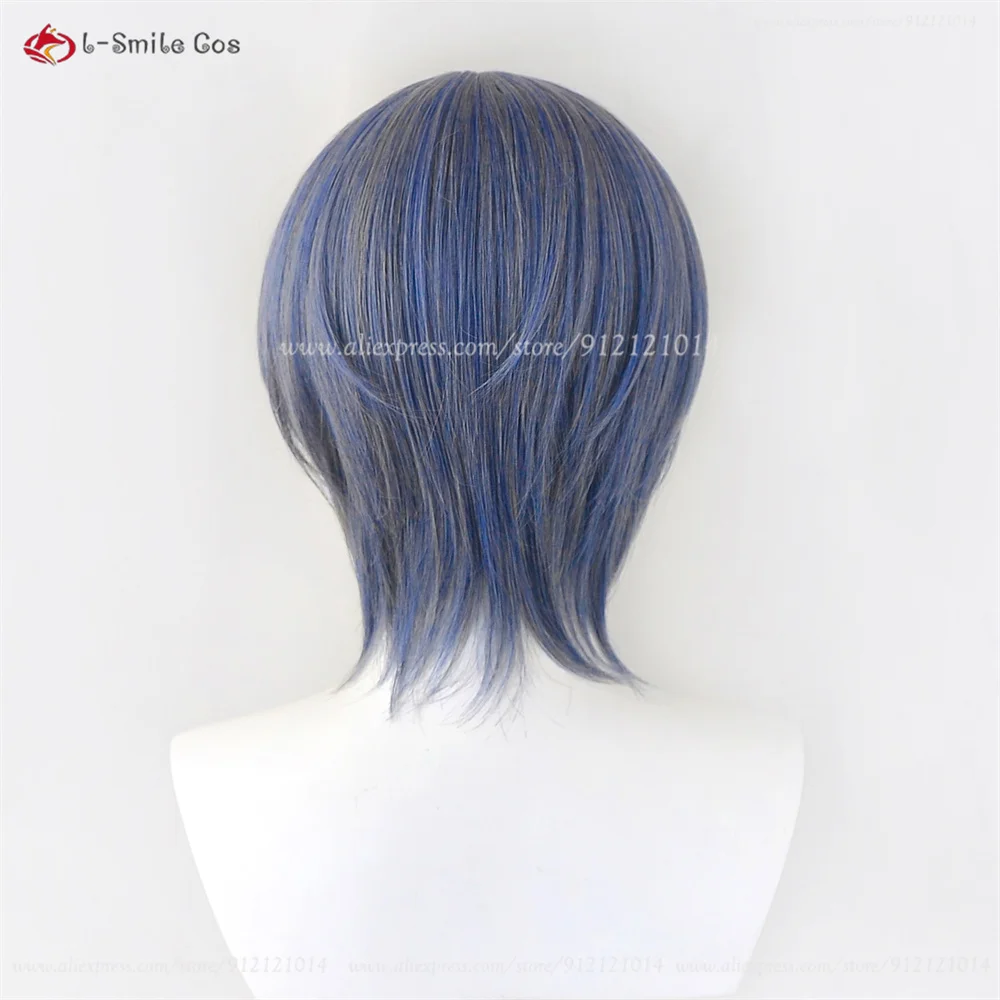 Ciel Phantomhive Cosplay Wig Grey Blue Purple Short Wig For Ciel Smile Anime Cosplay Wig Heat Resistant Synthetic Hair Halloween view 5
