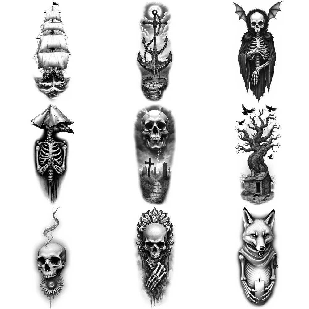 

3D Tattoos 3D Gothic Tattoos decorative for Cosplay Halloween Parties
