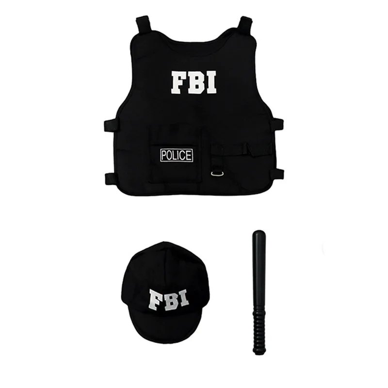 America FBI Agent Costumes Set Accessories for Kids Dress Up SWAT Police Halloween Costume Cosplay
