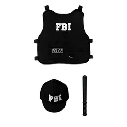 America FBI Agent Costumes Set Accessories for Kids Dress Up SWAT Police Halloween Costume Cosplay