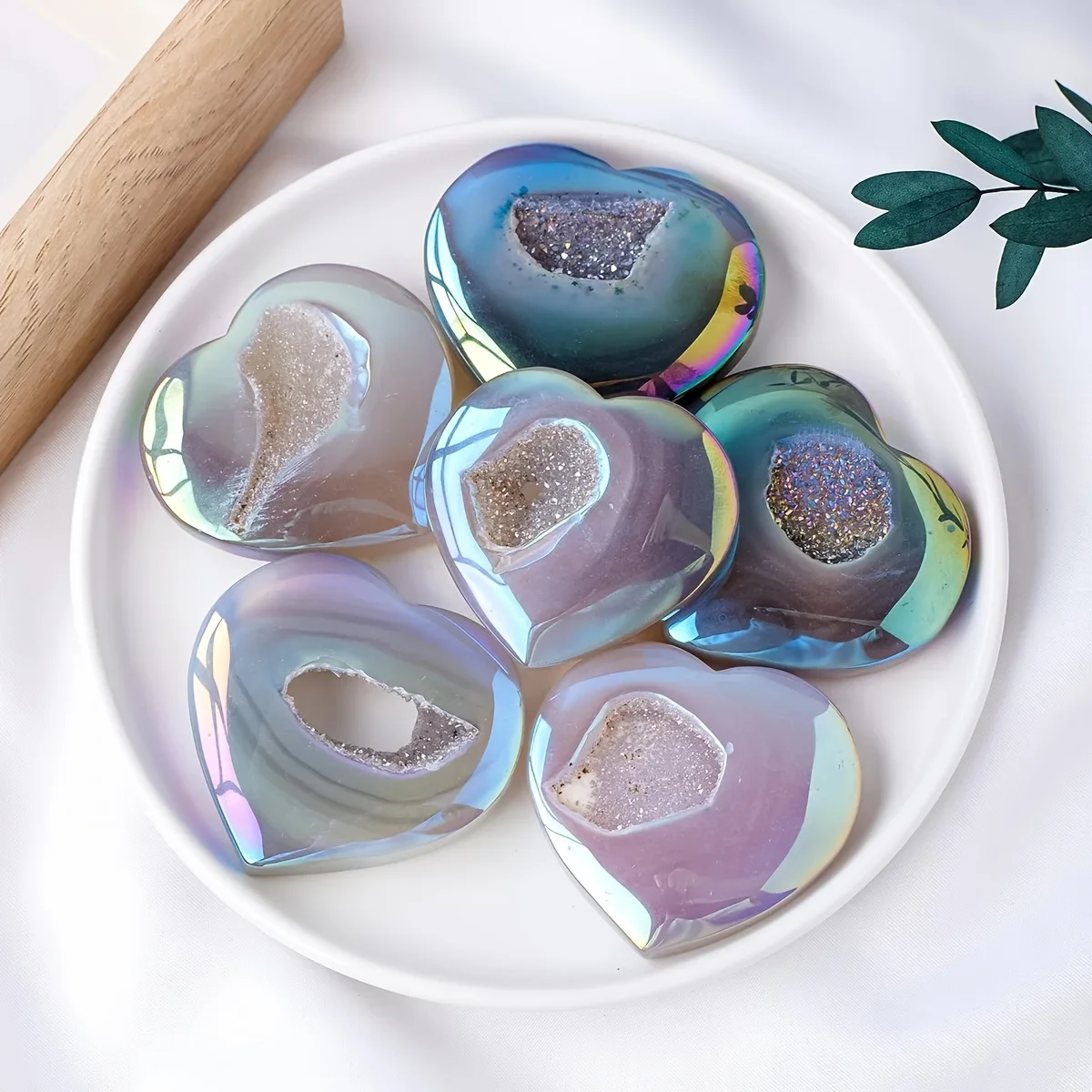 1pc Premium Aura Agate Heart Featuring Beautiful Rainbow Hues, Perfect for Fashion, As a Birthday Present, for Women