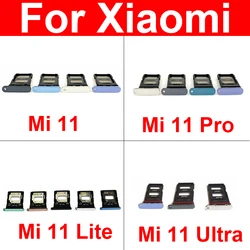 Sim Card Tray Holder For Xiaomi Mi 11 Pro Lite Ultra Sim Tray Card Slot Adapter Repair Parts