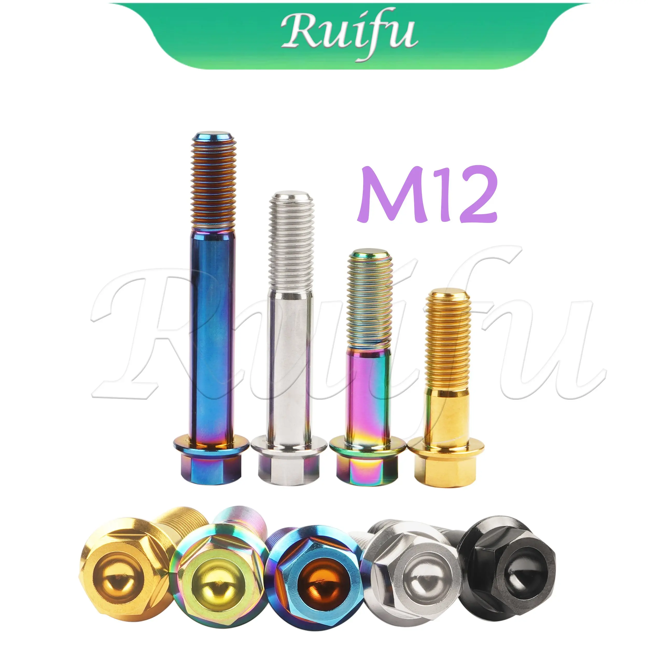 

Ruifu Titanium Bolt 6pcs M12X30-- 90mm Hex Head Flange Screw Bicycle Fixed Parts Pitch1.25/1.5mm