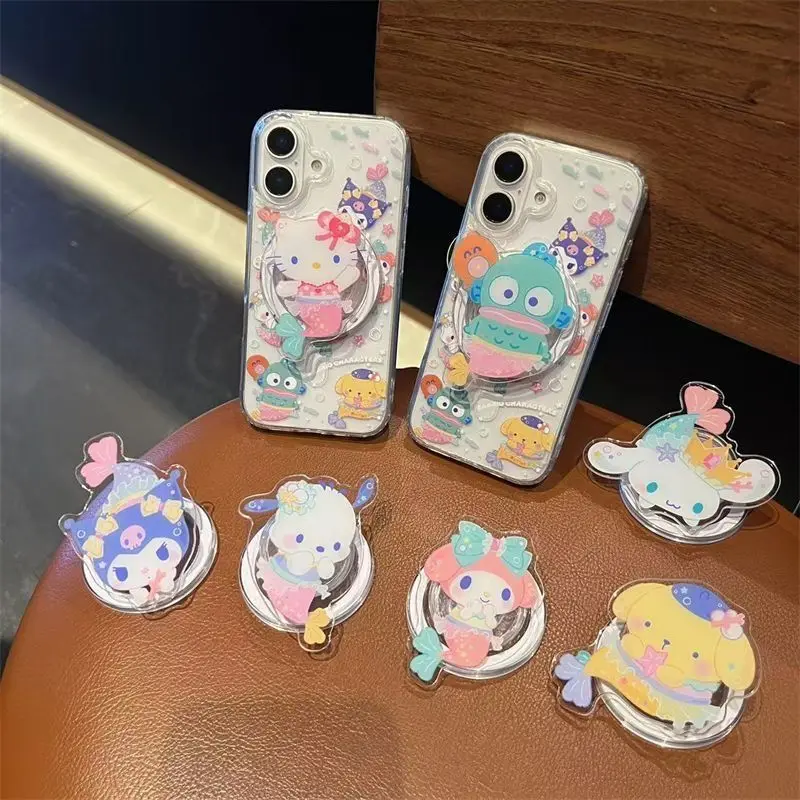 

Новинка 2026: Магнитная подставка для телефона Sanrio Kawaii Hello Kitty, выдвижная, с мультяшными персонажами Cinnamoroll и Melody, в виде подушки безопасности, подарок для пары на праздник