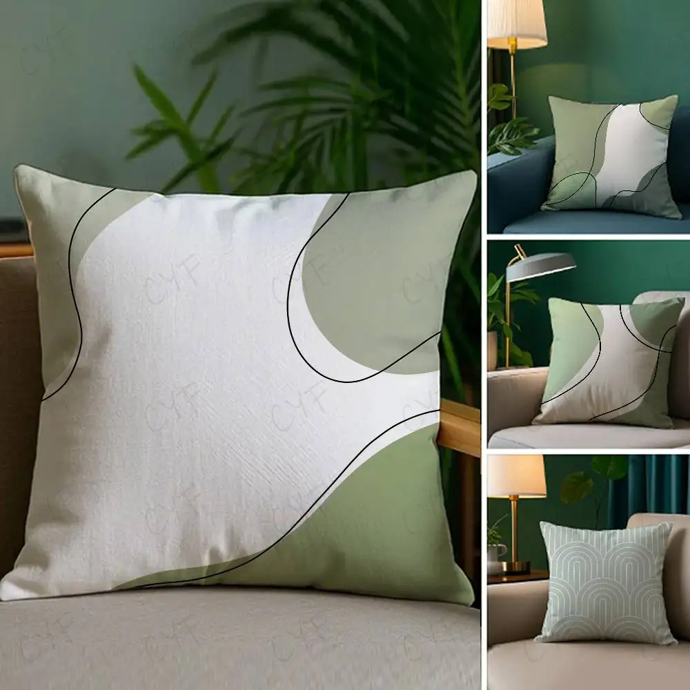 

Simple and stylish green cat Pillow Case Custom Printed Brushed Fleece Pillow, Baby Skin-Touch, Eco-Friendly Dye-Sublimation Cus