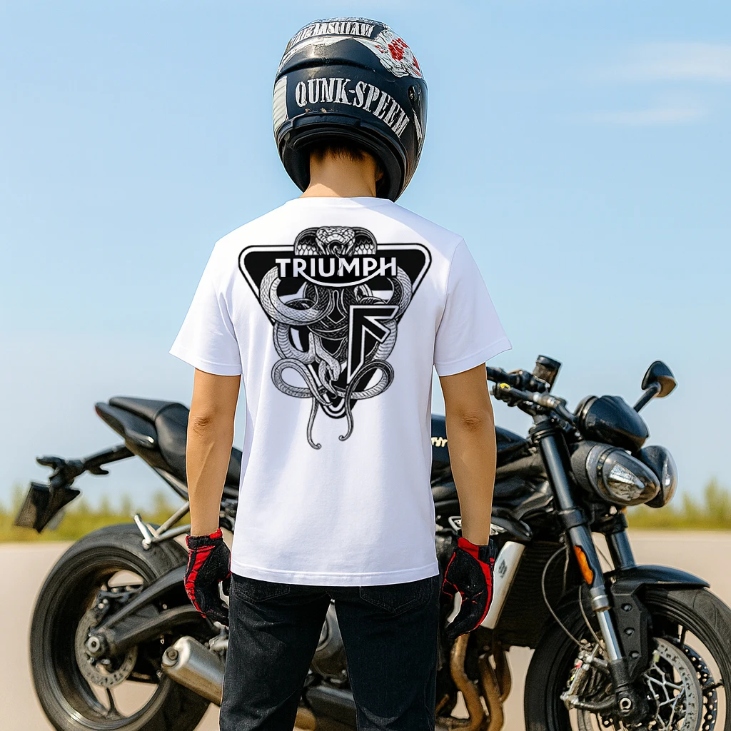 

Мотоциклетная футболка Triumph унисекс, летняя мода, хип-хоп, гоночный байкерский стиль, повседневный удобный повседневный топ для мужчин и женщин