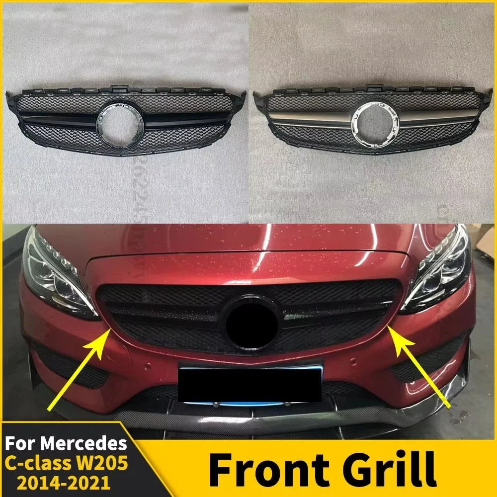 

Body Kit Facelift Front Grille Racing Grill Modified Trim For Mercedes Benz C Class W205 2014 2017 2018 2014-2021 AMG C180 C300