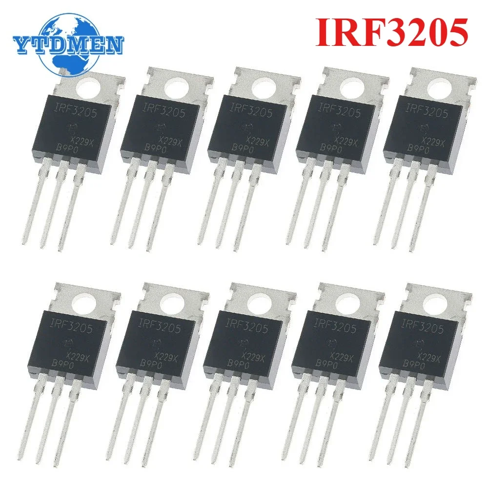 10 PCS IRF3205PBF Transistor IRF3205 Mosfet 55 V 110A TO-220 IC Conjunto de transistores de efeito de campo