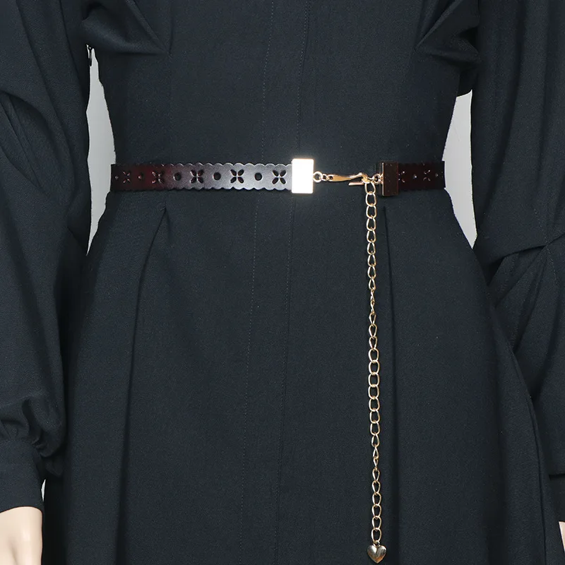 2026-新しい女性本革ベルトファッションスナップボタン薄いウエストバンドドレスパンツ用スタイリッシュな調節可能なスリムベルト高級