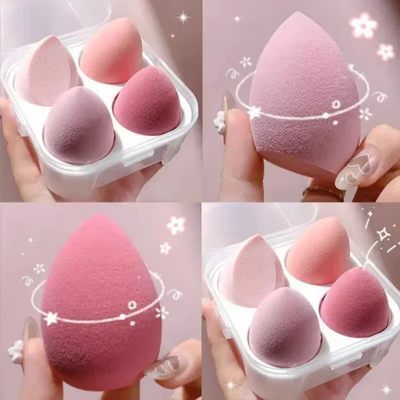 4 pezzi professionali bellezza uova spugna cosmetica soffio di polvere applicatore correttore fondotinta uso asciutto e bagnato strumenti per il trucco del soffio del viso