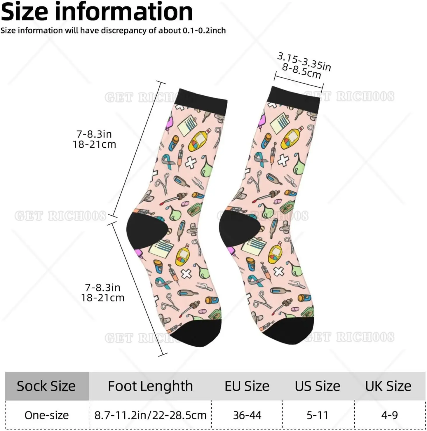 Doctor Nurse Socks Novelty Crew Socks Funny Crazy Dress Sock Mid Calf Socks for Men Women Hiking Running