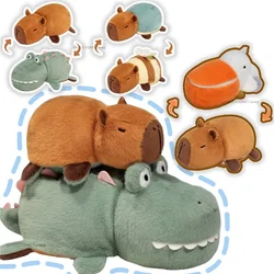 Funny Reversible Capybara to Crocodile Plushie Stuffed Double-Sides Capibara to Bee Turtle Pelican Bee Plush Toys Birthday Kids
