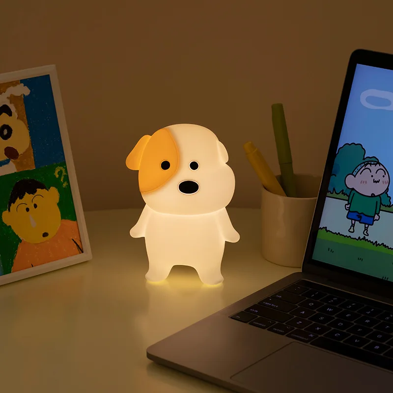 Cute Soft Silicone Dog Night Lights With Sound Dimmable Timmer Nursery Puppy Lamp Bedroom Bedside Nightlight Baby Boy Girls Gift