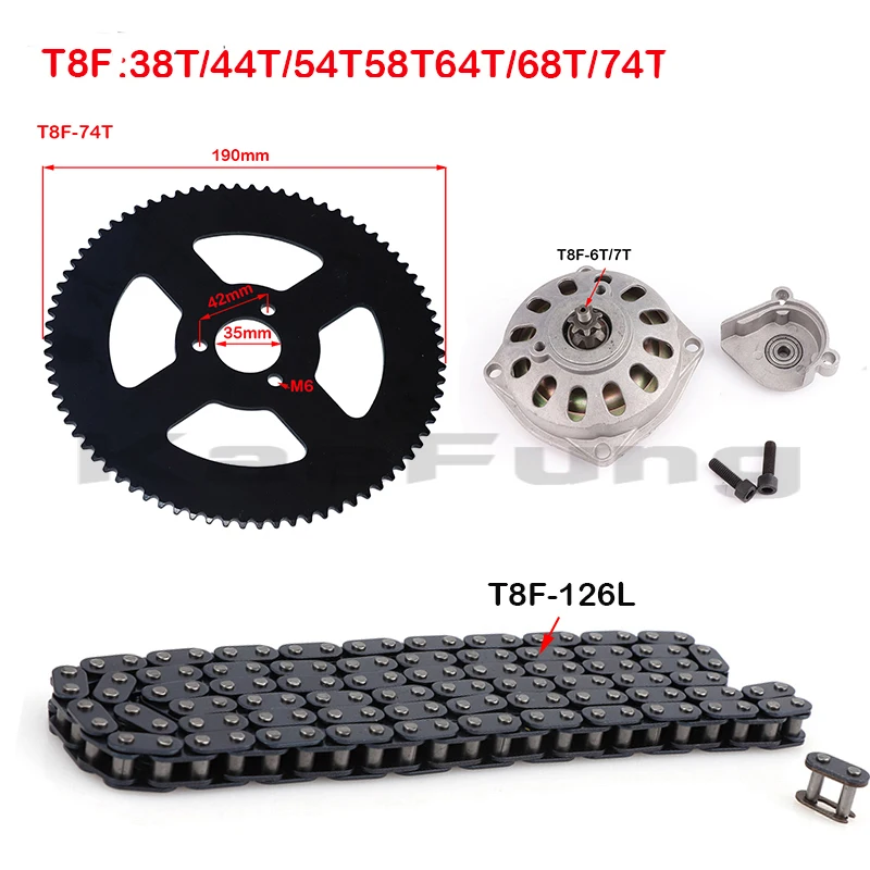 47cc 49cc T8F chain 126 Links and Chain with Gear Box And Rear Sprocket Fit Pocket Biket for 2 stroke engine parts accessories