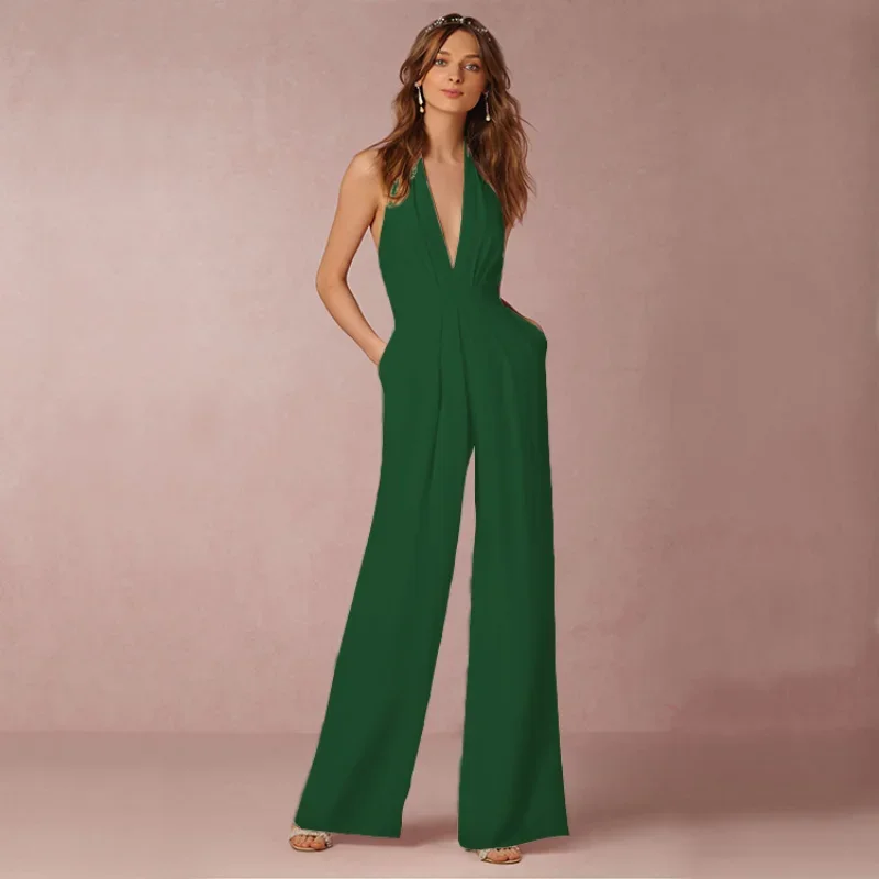 Lente Herfst Creatieve damesjurk Sexy mouwloze hangende halszak Losse jumpsuit Dames Elegantie Rompertjes Dames jumpsuit