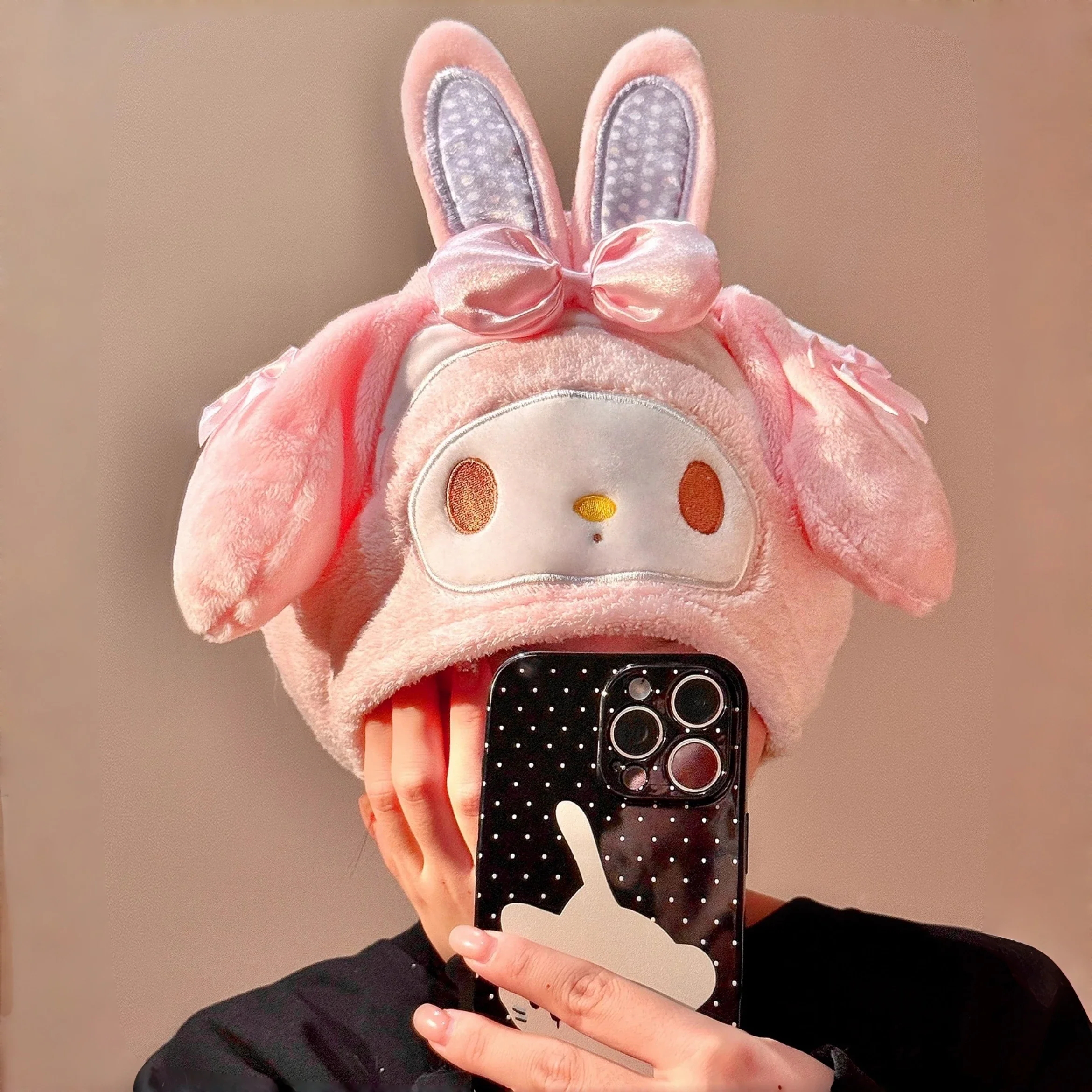 

Cute My Melody Hair Towel Hat Cartoon My Sweet Piano Design Quick Drying Hair Turban Kawaii Soft Absorbent Bath Hair Accessory